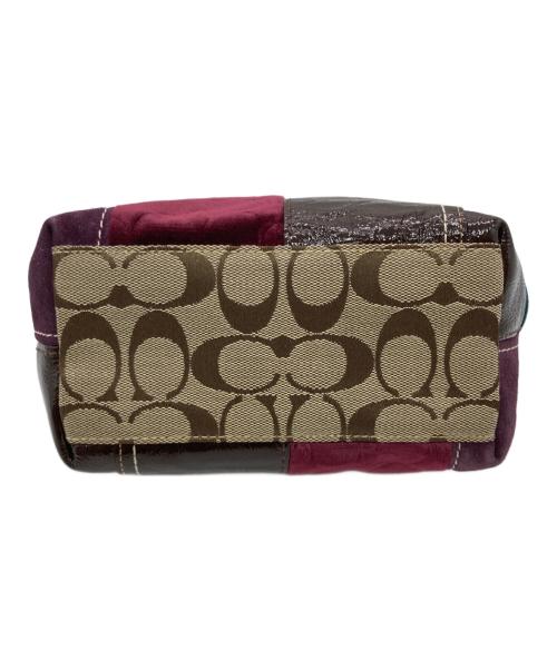 COACH（コーチ）COACH (コーチ) パッチワークバッグ ブラウン×レッドの古着・服飾アイテム