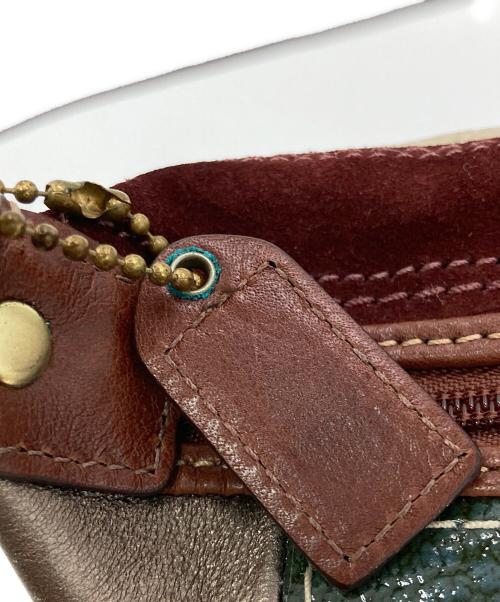 COACH（コーチ）COACH (コーチ) パッチワークバッグ ブラウン×レッドの古着・服飾アイテム