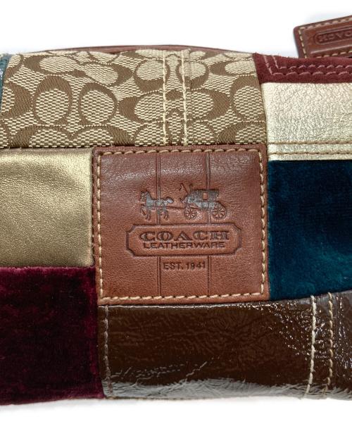 COACH（コーチ）COACH (コーチ) パッチワークバッグ ブラウン×レッドの古着・服飾アイテム