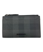 BURBERRYバーバリー）の古着「チェック＆レザー フォールディング カードケース」｜グレー×ブラック