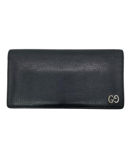 GUCCI（グッチ）GUCCI (グッチ) インターロッキングGダラーカーフレザー ロングウォレット ブラックの古着・服飾アイテム