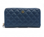 CHANELシャネル）の古着「Quilted Caviar L Gusset Zip Wa」｜ネイビー