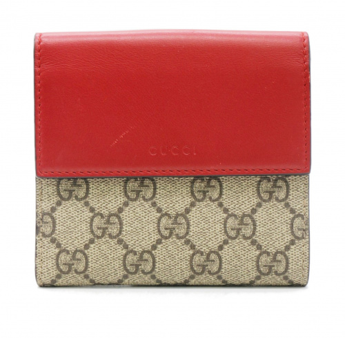 GUCCI（グッチ）GUCCI (グッチ) 2つ折り財布 レッド×ベージュ GGプラス 410104 2184の古着・服飾アイテム