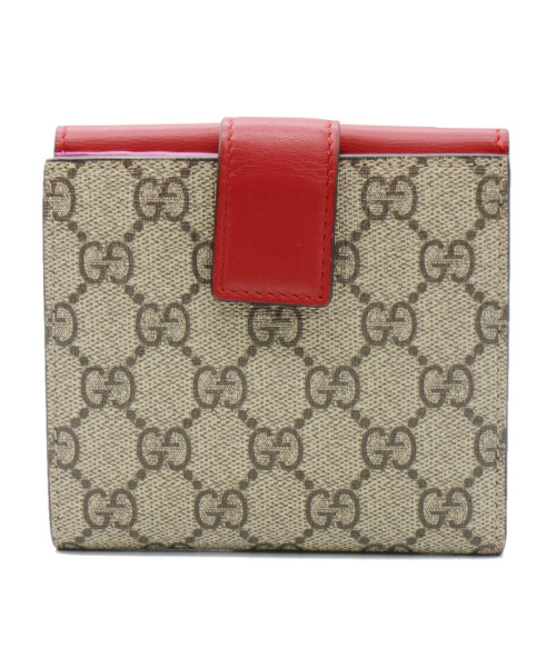 GUCCI（グッチ）GUCCI (グッチ) 2つ折り財布 レッド×ベージュ GGプラス 410104 2184の古着・服飾アイテム