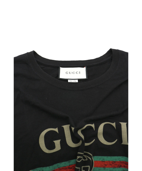 GUCCI（グッチ）GUCCI (グッチ) ロゴウォッシュドオーバーサイズTシャツ ブラック サイズ:XSの古着・服飾アイテム