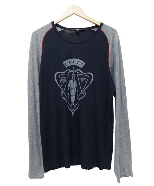 GUCCI（グッチ）GUCCI (グッチ) ロングスリーブカットソー ネイビー サイズ:Lの古着・服飾アイテム