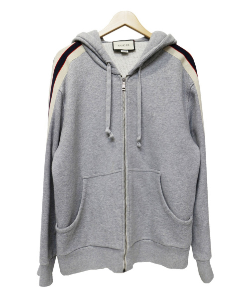 GUCCI（グッチ）GUCCI (グッチ) テクニカルラインジップパーカー グレー サイズ:Mの古着・服飾アイテム
