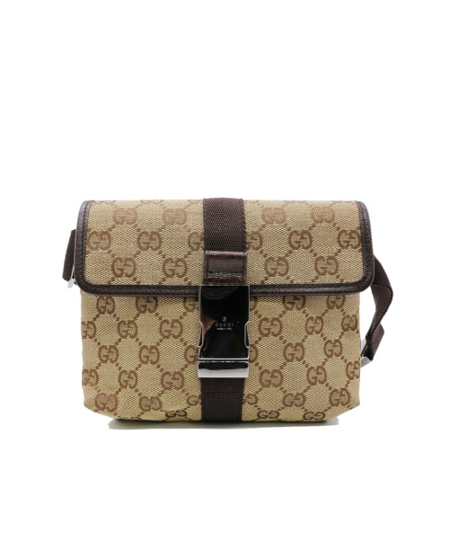 GUCCI（グッチ）GUCCI (グッチ) GGキャンバスウエストポーチ ブラウン 131236 200047の古着・服飾アイテム
