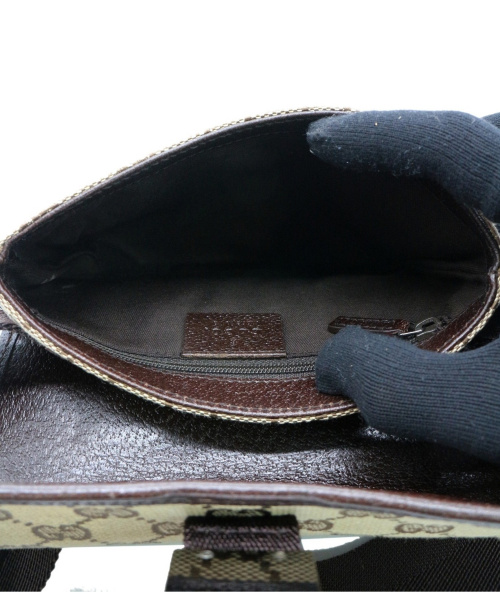 GUCCI（グッチ）GUCCI (グッチ) GGキャンバスウエストポーチ ブラウン 131236 200047の古着・服飾アイテム