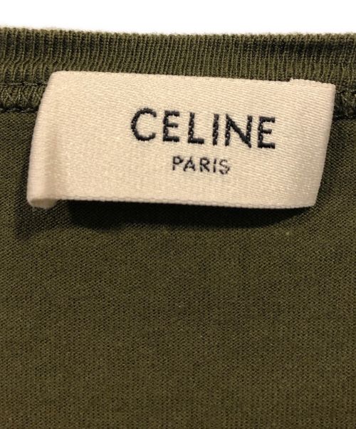 CELINE（セリーヌ）CELINE (セリーヌ) ロゴプリントTシャツ カーキ サイズ:Sの古着・服飾アイテム