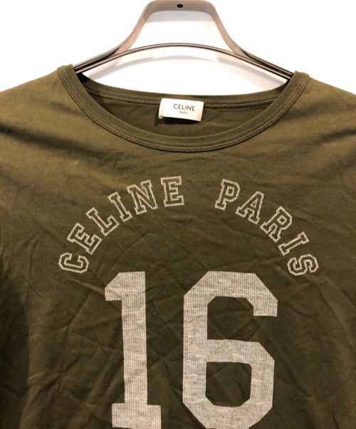 CELINE（セリーヌ）CELINE (セリーヌ) ロゴプリントTシャツ カーキ サイズ:Sの古着・服飾アイテム