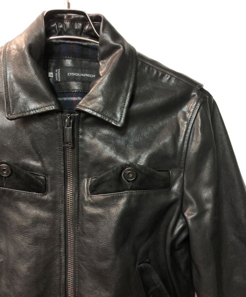 DSQUARED2（ディースクエアード）DSQUARED2 (ディースクエアード) オールドレザージャケット ブラック サイズ:48の古着・服飾アイテム