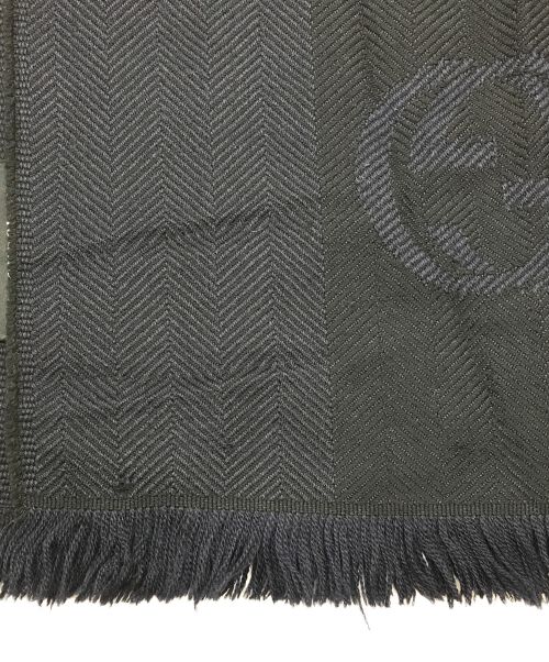 GUCCI（グッチ）GUCCI (グッチ) GGジャカードマフラー ネイビー×ブラックの古着・服飾アイテム