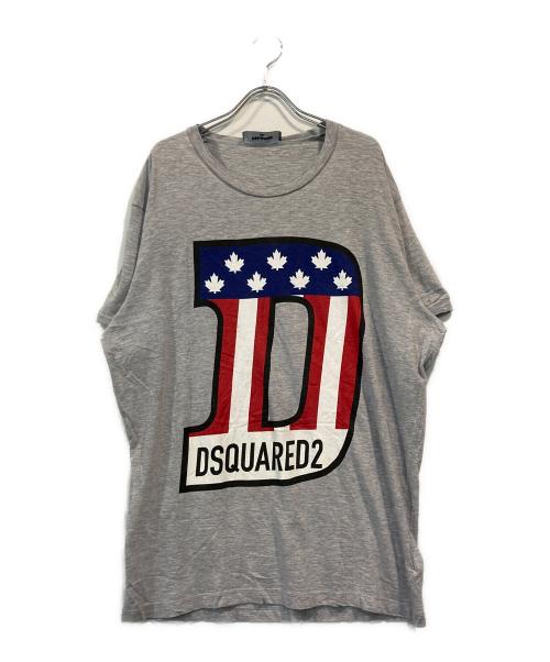 DSQUARED2（ディースクエアード）DSQUARED2 (ディースクエアード) FLAG ロゴプリントTEE グレー サイズ:XXLの古着・服飾アイテム