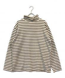 LE（エルイー）の古着「ボーダーモックネックカットソー」｜ブラック×ホワイト