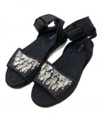 MIU MIUミュウミュウ）の古着「ビジューストラップサンダル」｜ブラック