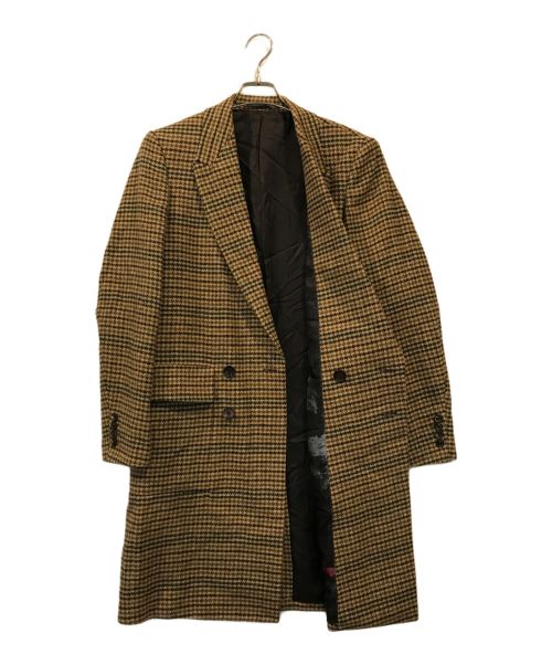 PAUL SMITH（ポールスミス）PAUL SMITH (ポールスミス) “MOON” HOUND'S TOOTH ツイードチェスターコート ブラウン サイズ:Mの古着・服飾アイテム