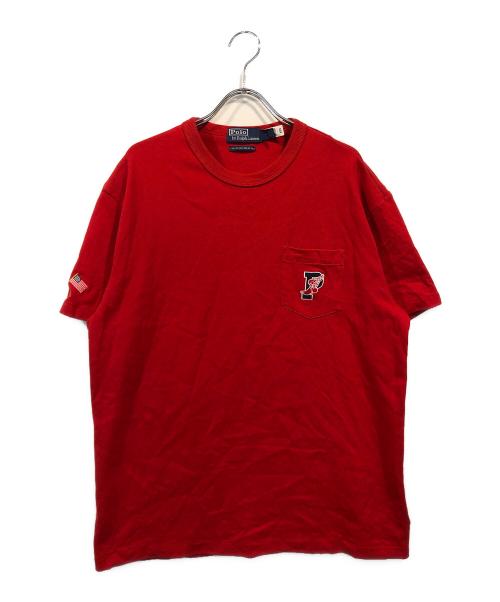 POLO RALPH LAUREN（ポロ・ラルフローレン）POLO RALPH LAUREN (ポロ・ラルフローレン) 復刻PウイングフットポケットTシャツ レッド サイズ:Mの古着・服飾アイテム