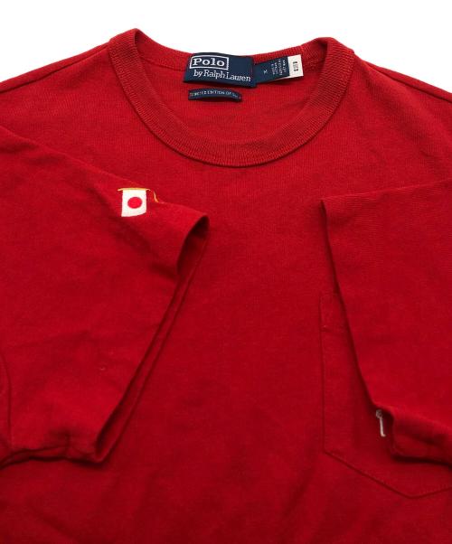 POLO RALPH LAUREN（ポロ・ラルフローレン）POLO RALPH LAUREN (ポロ・ラルフローレン) 復刻PウイングフットポケットTシャツ レッド サイズ:Mの古着・服飾アイテム