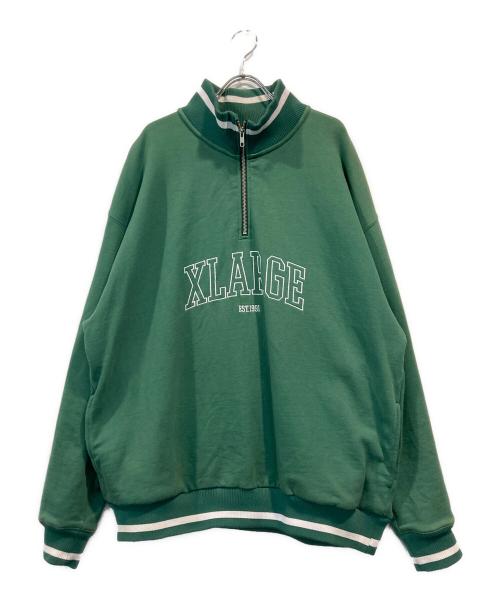 X-LARGE（エクストララージ）X-LARGE (エクストララージ) STRIPED RIB HALF ZIP SWEAT グリーン サイズ:Xの古着・服飾アイテム