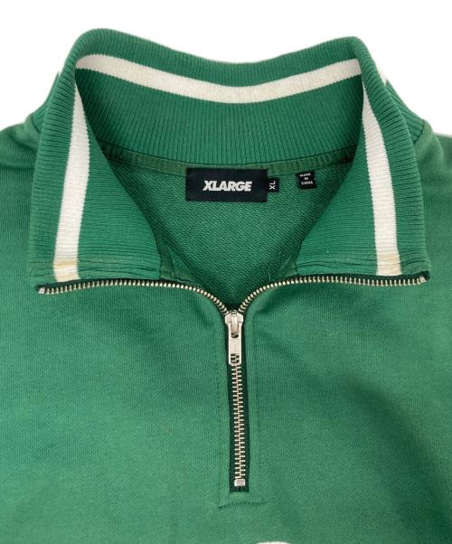 X-LARGE（エクストララージ）X-LARGE (エクストララージ) STRIPED RIB HALF ZIP SWEAT グリーン サイズ:Xの古着・服飾アイテム