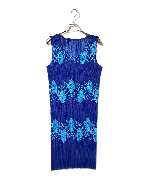 PLEATS PLEASE（プリーツプリーズ）PLEATS PLEASE (プリーツプリーズ) プリーツワンピース ブルー サイズ:2の古着・服飾アイテム