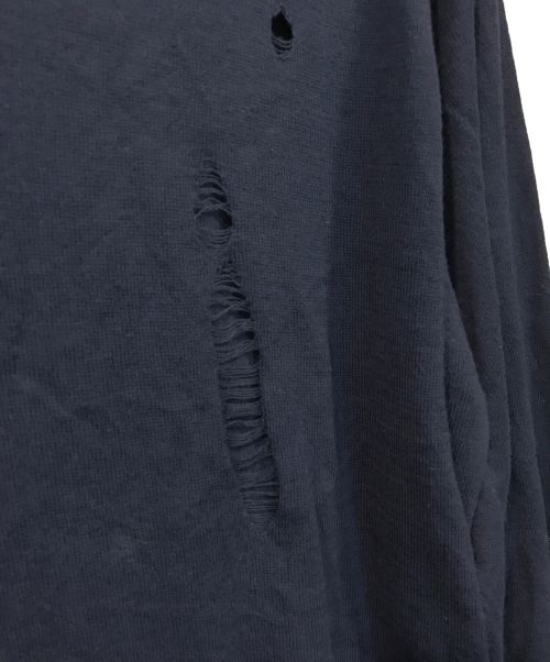 PEEL&LIFT（ピールアンドリフト）PEEL&LIFT (ピールアンドリフト) ダメージ加工クルーネックニット ネイビー サイズ:Mの古着・服飾アイテム