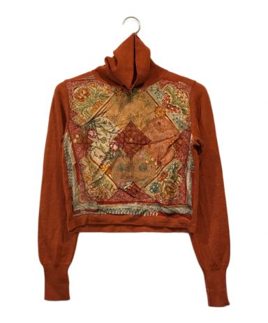 【希少】ETRO／エトロ／ニットタイ／アーガイル柄／ブラウン／オレンジ／カーキ 中古・古着通販】ETRO (エトロ) 総柄タートルネックニット オレンジ