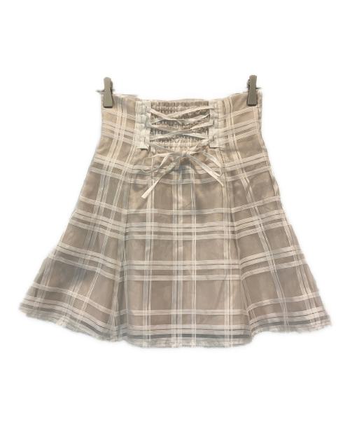 MERCURY DUO（マーキュリーデュオ）MERCURY DUO (マーキュリーデュオ) シアーチェックバックレースアップミニスカパン ピンク サイズ:Mの古着・服飾アイテム