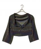 PLEATS PLEASEプリーツプリーズ）の古着「総柄プリーツボレロカーディガン」｜ネイビー