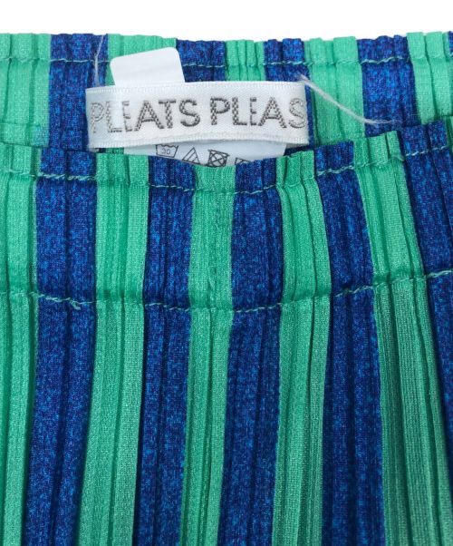 PLEATS PLEASE（プリーツプリーズ）PLEATS PLEASE (プリーツプリーズ) ストライププリーツパンツ グリーン×ブルー サイズ:4の古着・服飾アイテム
