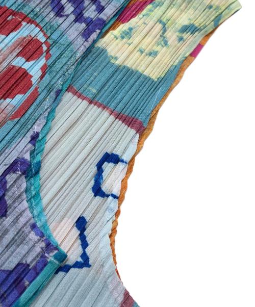 PLEATS PLEASE（プリーツプリーズ）PLEATS PLEASE (プリーツプリーズ) 総柄ノースリーブプリーツブラウス グリーン サイズ:3の古着・服飾アイテム