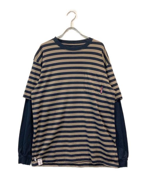 DESCENDANT（ディセンダント）DESCENDANT (ディセンダント) ボーダーレイヤードカットソー グレー×ネイビー サイズ:SIZE 1の古着・服飾アイテム