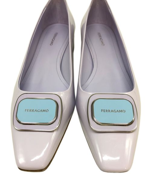 Salvatore Ferragamo（サルヴァトーレ フェラガモ）Salvatore Ferragamo (サルヴァトーレ フェラガモ) NewVaraプレートポンプパンプス ブルー サイズ:6の古着・服飾アイテム