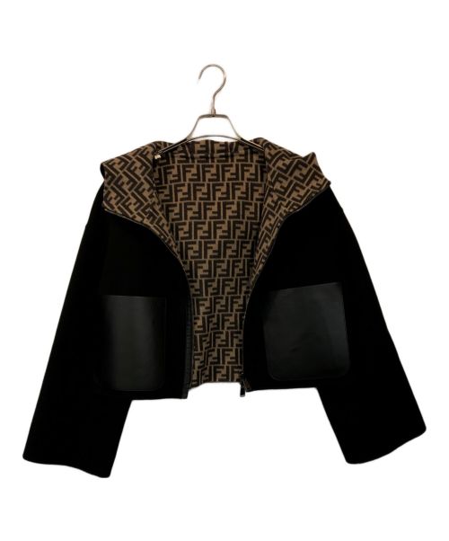 FENDI（フェンディ）FENDI (フェンディ) FFロゴリバーシブルクロップドジャケット ブラック サイズ:SIZE 42の古着・服飾アイテム