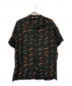 Star OF HOLLYWOODスターオブハリウッド）の古着「WAVY STRIPE レーヨンシャツ」｜ブラック