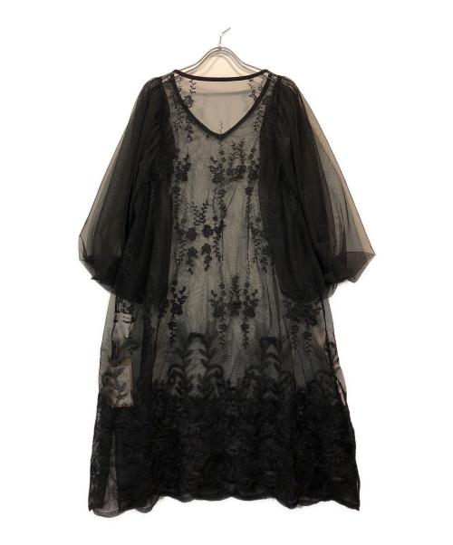 Belle vintage（ベル ヴィンテージ）Belle vintage (ベル ヴィンテージ) オリジナルチュールレースボリューム袖SETワンピース ブラック サイズ:FREE 未使用品の古着・服飾アイテム