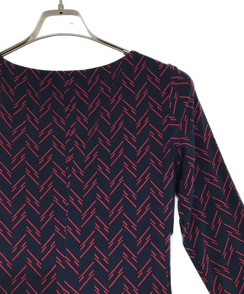 LAUREN RALPH LAUREN（ローレンラルフローレン）LAUREN RALPH LAUREN (ローレンラルフローレン) 総柄ワンピース ネイビー サイズ:2の古着・服飾アイテム