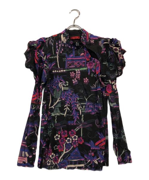 VIVIENNE TAM（ヴィヴィアンタム）VIVIENNE TAM (ヴィヴィアンタム) パワーネットプリントブラウス ピンク×ブラック サイズ:1の古着・服飾アイテム