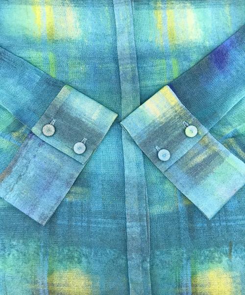 VIVIENNE TAM（ヴィヴィアンタム）VIVIENNE TAM (ヴィヴィアンタム) パワーネットブラウス ブルーの古着・服飾アイテム