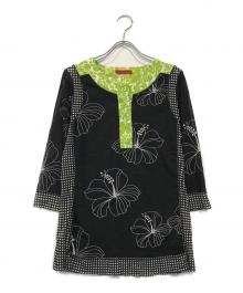 VIVIENNE TAM（ヴィヴィアンタム）の古着「パワーネットワンピース」｜グリーン×ブラック