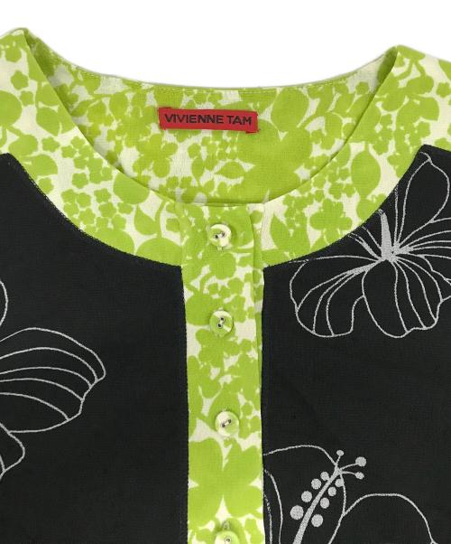 VIVIENNE TAM（ヴィヴィアンタム）VIVIENNE TAM (ヴィヴィアンタム) パワーネットワンピース グリーン×ブラックの古着・服飾アイテム