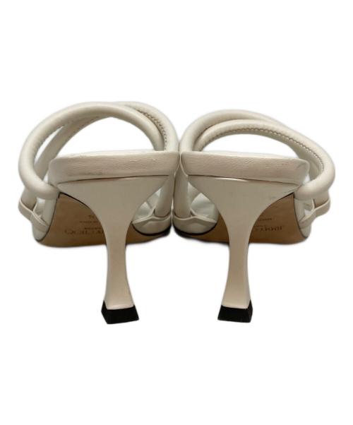 JIMMY CHOO（ジミーチュウ）JIMMY CHOO (ジミーチュウ) レザースクエアトゥーサンダル ホワイト サイズ:37 2/1の古着・服飾アイテム