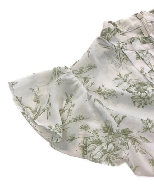 FRAY ID（フレイ アイディー）FRAY ID (フレイ アイディー) タックウエストシャツワンピース グリーン×ホワイト サイズ:XSの古着・服飾アイテム