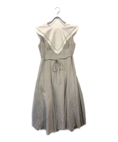 CELFORD（セルフォード）CELFORD (セルフォード) 刺繍バイカラーワンピース グレー サイズ:36の古着・服飾アイテム