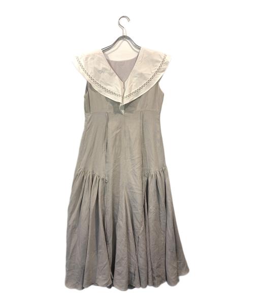 CELFORD（セルフォード）CELFORD (セルフォード) 刺繍バイカラーワンピース グレー サイズ:36の古着・服飾アイテム
