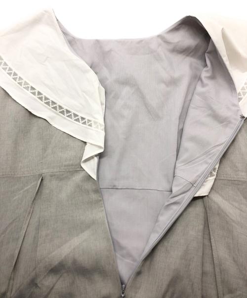 CELFORD（セルフォード）CELFORD (セルフォード) 刺繍バイカラーワンピース グレー サイズ:36の古着・服飾アイテム