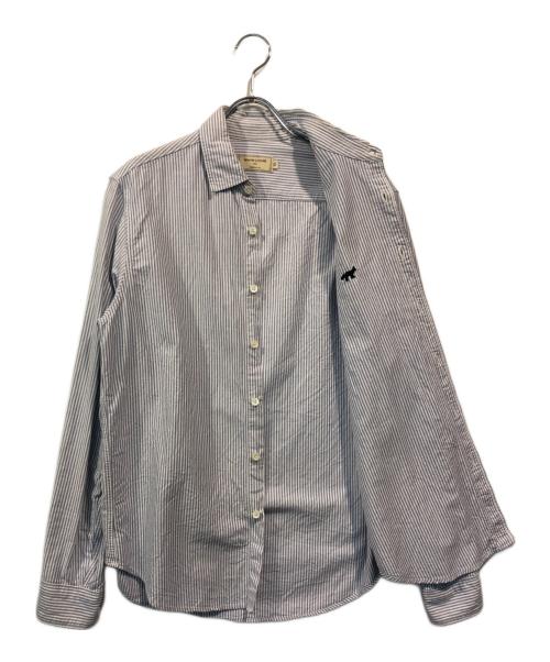 maison kitsune（メゾンキツネ）maison kitsune (メゾンキツネ) JP EXCLUSIVE STRIPE SHIRT ホワイト×ブルー サイズ:XSの古着・服飾アイテム