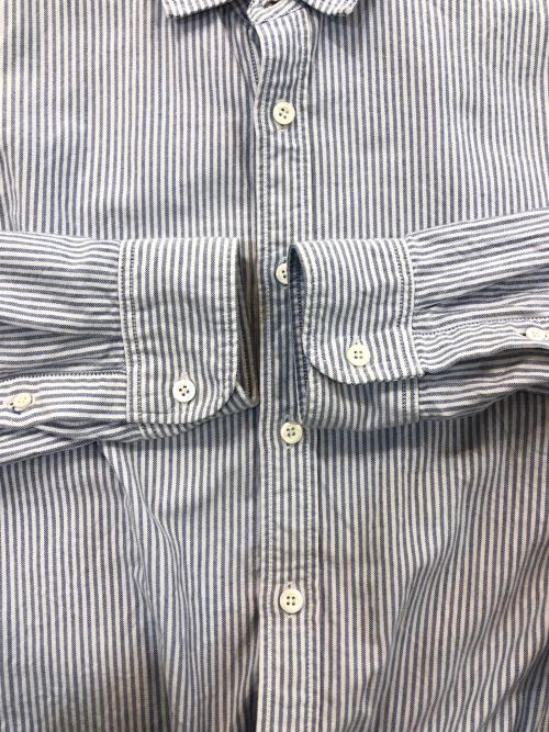 maison kitsune（メゾンキツネ）maison kitsune (メゾンキツネ) JP EXCLUSIVE STRIPE SHIRT ホワイト×ブルー サイズ:XSの古着・服飾アイテム