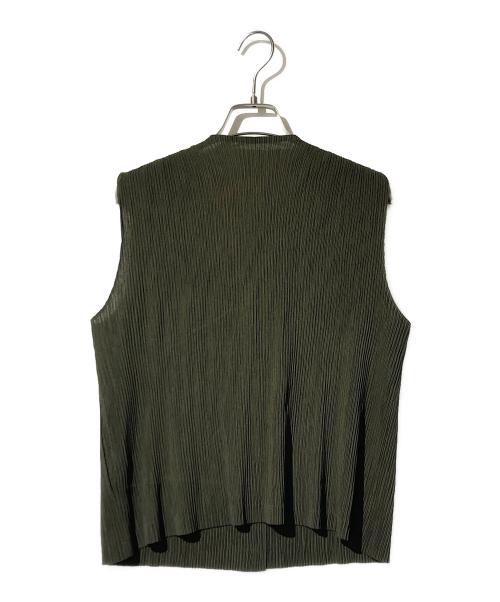 ISSEY MIYAKE WHITE LABEL（イッセイミヤケホワイトレーベル）ISSEY MIYAKE WHITE LABEL (イッセイミヤケホワイトレーベル) プリーツベスト グリーン サイズ:3の古着・服飾アイテム